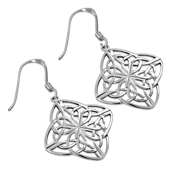 Celtic Knot Earrings - Large Four Seasons Knot-Hallmarked 925 Sterling Silver - Edinburgh, Scotland