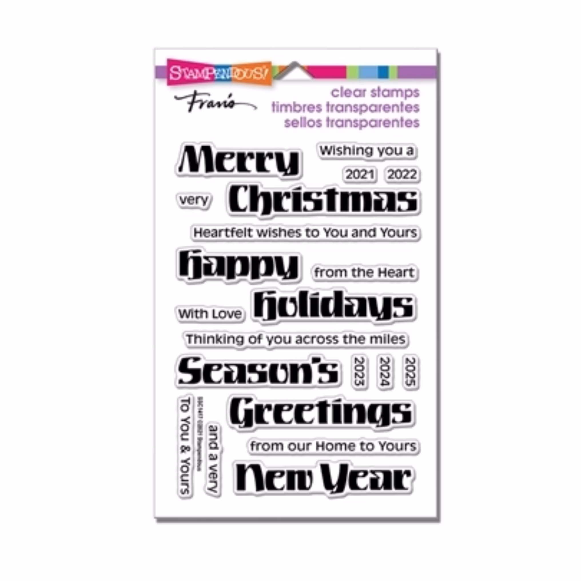 Christmas Sentiments Words Cling Stamp Set Bold Season Stampendous - Scrapbooking, & Cardmaking 21Pc Phrase Verse Stamps Ssc1417