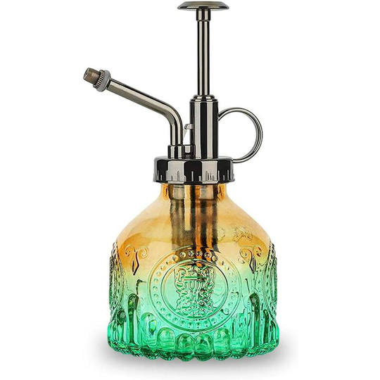 Plant Mister Glass Watering Spray Bottle 6.4' Tall Watering Can Retro High-Atomization Nozzle Sealed Leak-Proof,for Garden Plants Flower (Yellow blue