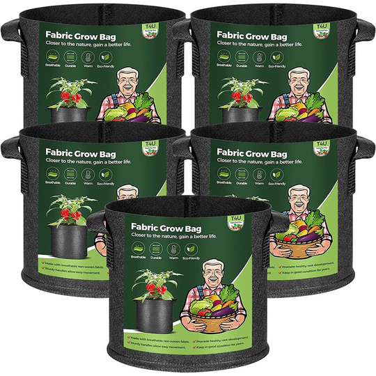 5 Potato Grow Bags, 15 Gallon Non Woven Garden Planting Bag with Handles Window Plant Bag for Potato Strawberry Tomato Flowers Patio Garden Balconies