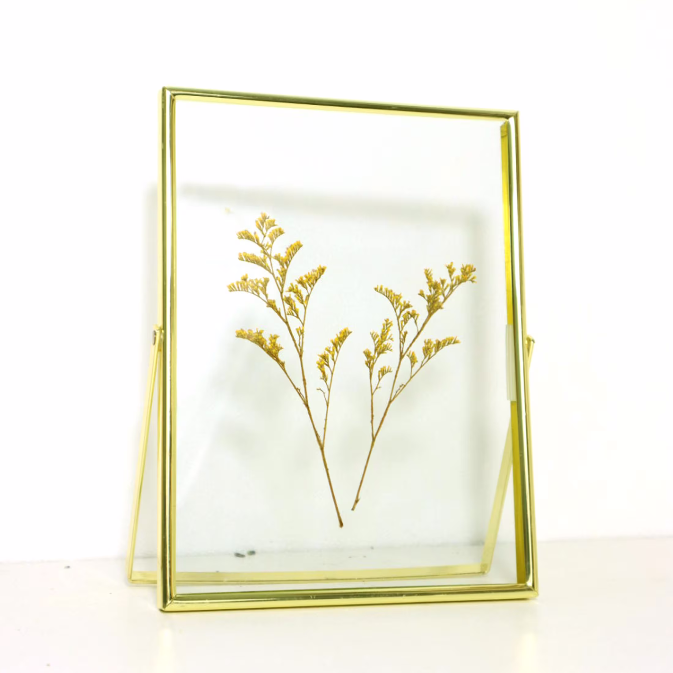 Karat Golden Pressed Flower Frame, Floating Picture Frames, Double Glass Framing, Framed Wedding Floral Decor, 8×10 Inch