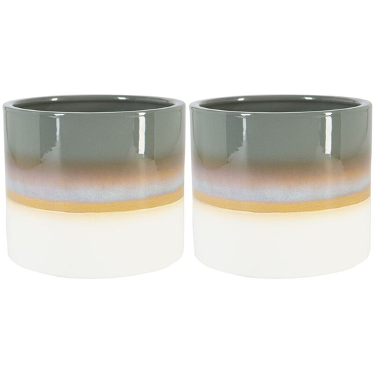 Reactive Glaze Plant Pots - 15.5cm - Grey - Pack of 2 - Nicola Spring