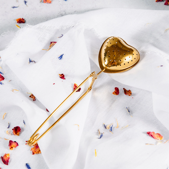 Brass Heart Shaped Tea Infuser | Sass & Belle Lovers Loose Leaf Scoop Break Time Chill Boxfull Of Britain