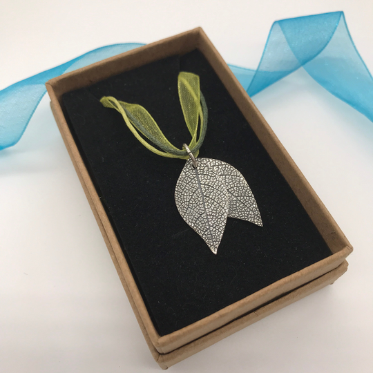 Handmade Fine Silver Sage Leaves Pendant