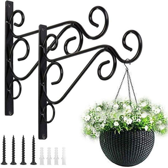 Tinor - Hanging Basket Hooks Metal Wrought Iron Plant Wall Mount Brackets Hanger Holder Hanging Planters Heavy Duty 10 Inches Indoor Outdoor Garden
