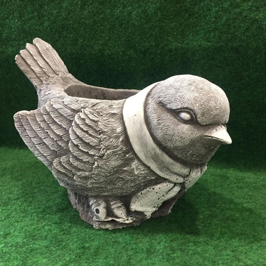 Concrete Bird Planter Outdoor Garden Pot Ornament Patio Display For Flowers/Herbs - Quirky Gift Present
