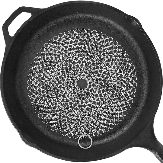 Aougo - Cast Iron Cleaner, Rust Proof Steel Chain Scrubber for Cleaning Cast Iron, Chainmail for Cleaning Cast Iron Pans Seasoning Anti-Scratch (7