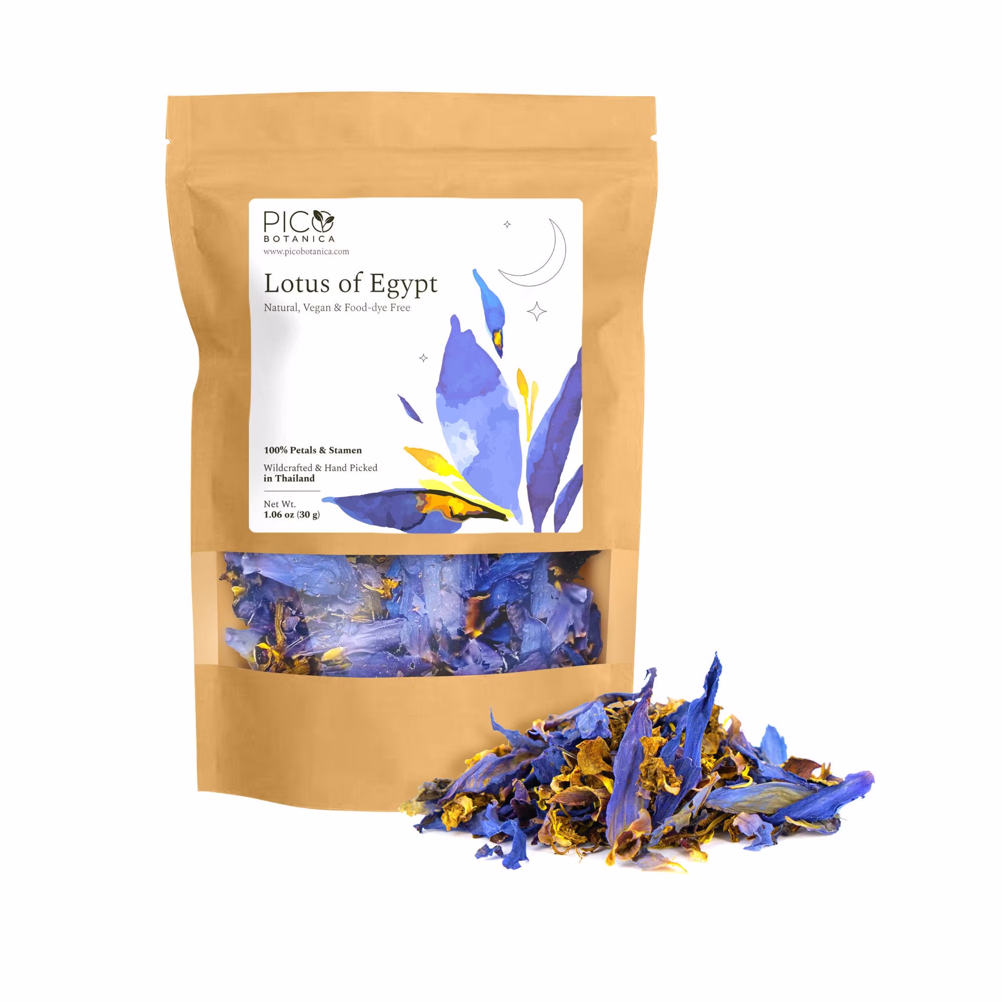 Blue Lotus Flower - Organic Dried Egyptian Lotus Herb C/S 100% Petals & Stamens Sacred Lily Of Nile Ceremonial Grade Nymphaea Caerulea 30G