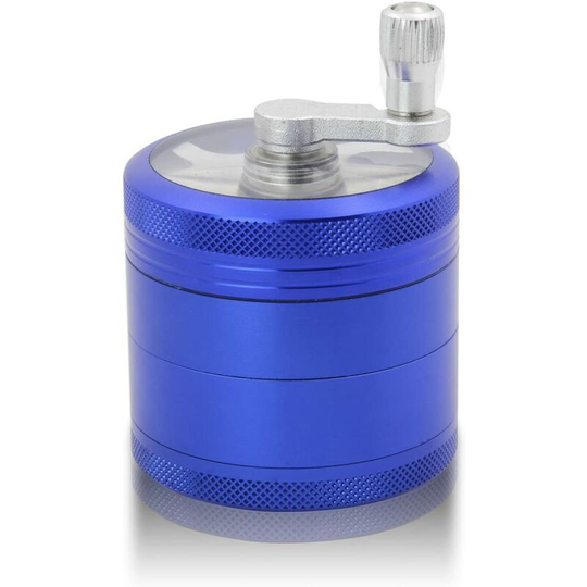4 Pieces 2.2 Inch Hand Crank Hand Crank Spice Grinder Unbreakable Aluminum Grinder (Blue-Aluminum)