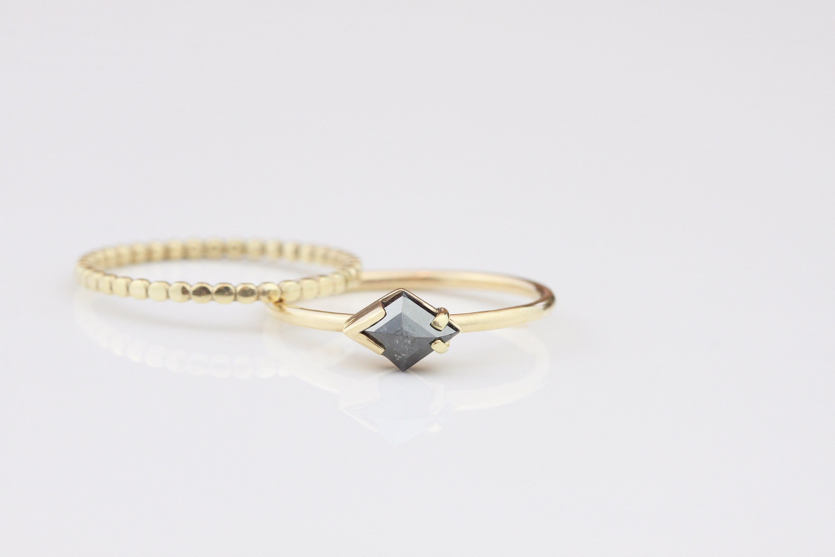 Solid Gold Ring, Salt & Pepper Grey Diamond Wedding Alternative Wedding, Unique Ring