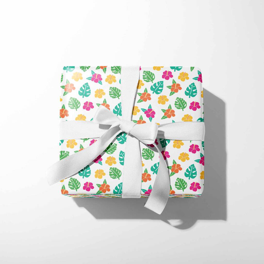 Hibiscus And Monstera Tropical Wrapping Paper