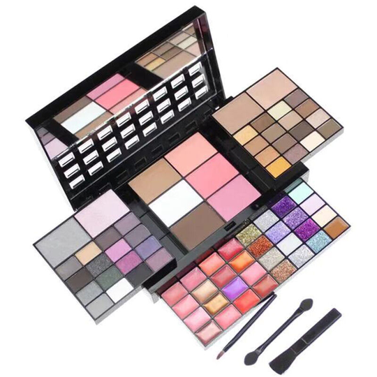 74 Colors Makeup-powder Disc Lip Gloss Highlighter Blusher Eye Shadow Palette Shading Contour Corrector Matte Shimmer Cosmetics Kit (74 Colors)