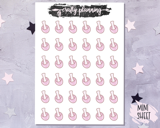 Pestle & Mortar Stickers, Pink Witch Doodle Witchcraft Functional, Planner Stickers