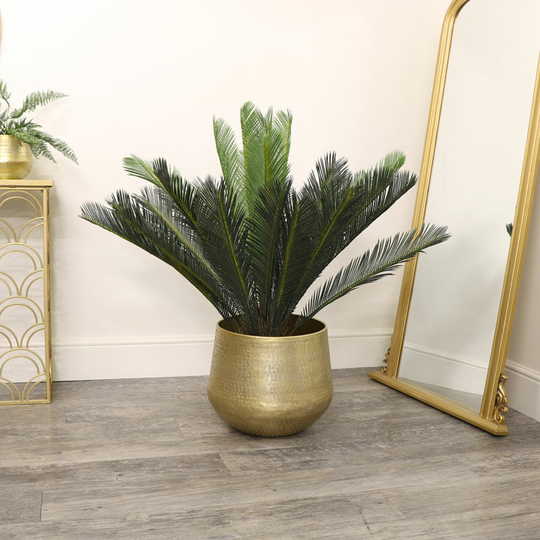 Melody Maison - Extra Large Round Gold Patterned Planter - Gold