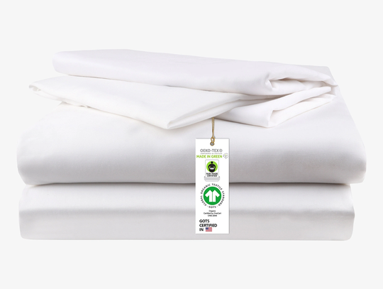 A1Hc 100% Organic Cotton Sheet Set, 300 Tc Gots Certified, Fair Trade Set Fits Mattress Up To 17