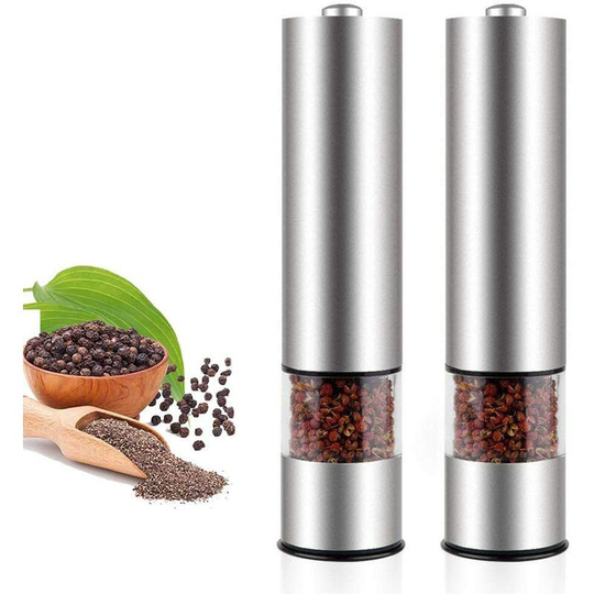Electric peppermill salt mill and pepper set with adjustable stainless steel spice mills
