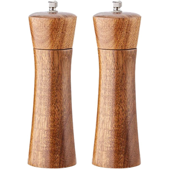 Fvbjd - Wooden Salt and Pepper Grinder Set, Refillable Tableware Acacia Wood, Large Pepper Grinder Salt Shaker 6 inch square head color box