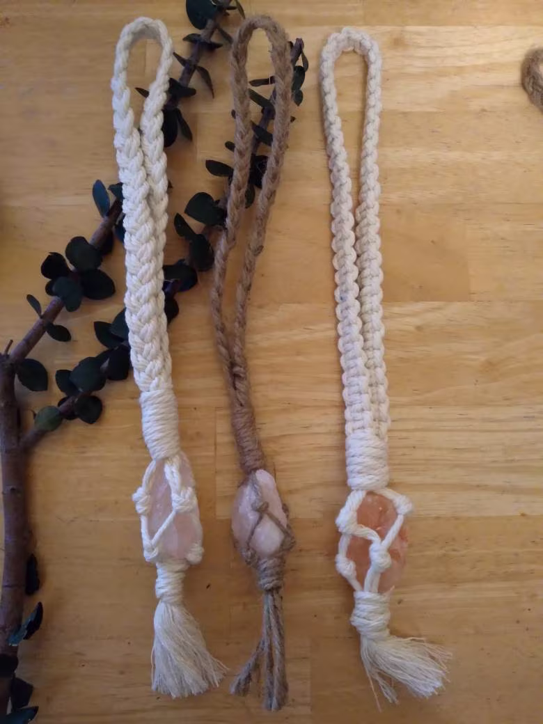Macrame Himalayan Salt Car Charm