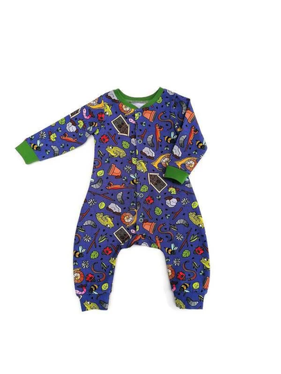 Organic Bugs Baby Romper, Bug Print Sleep Suit, Toddler Baby Overall, Unisex Clothes, Handmade in The UK