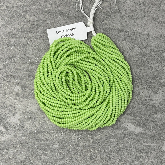 Lime Green Opaque #155, 11/0 Czech Seed Beads, 1 Hank