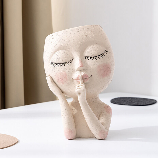 Sun Flowergb - Face Planter Pots - Head Planter, Succulent Planters, Face Flower Pot Head Planter, Home Decor Eyes Closed Doll Decoration for Indoor