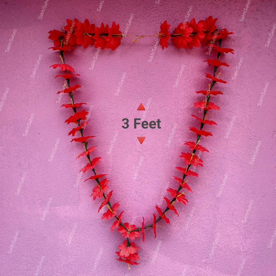 Long Hibiscus Garland Red Joba Mala For Puja Jaba Kali Pooja Washable China Rose Artificial Flower Hawaiian Shoeblankplant Maala