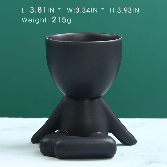 Sun Flowergb - 1 Pcs Ceramic Succulent Pot, Craft Ornaments, Small Human Shaped Flower Pots Mini Planters For Office Use Home Decoration Flower Pot