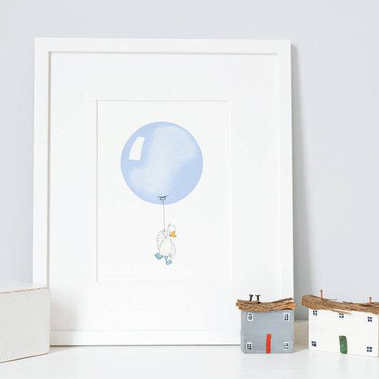 Personalised Boys Powder Blue Balloon Nursery Print, Powder Blue/Blue/Pastel Blue