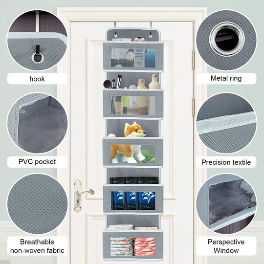 Over the Door Organizer, 5-Shelf Over the Door Pantry Organizer, Foldable Wall Mount Hanging Organizer for Bedroom Nursery Pantry Closet Dorm, Ba