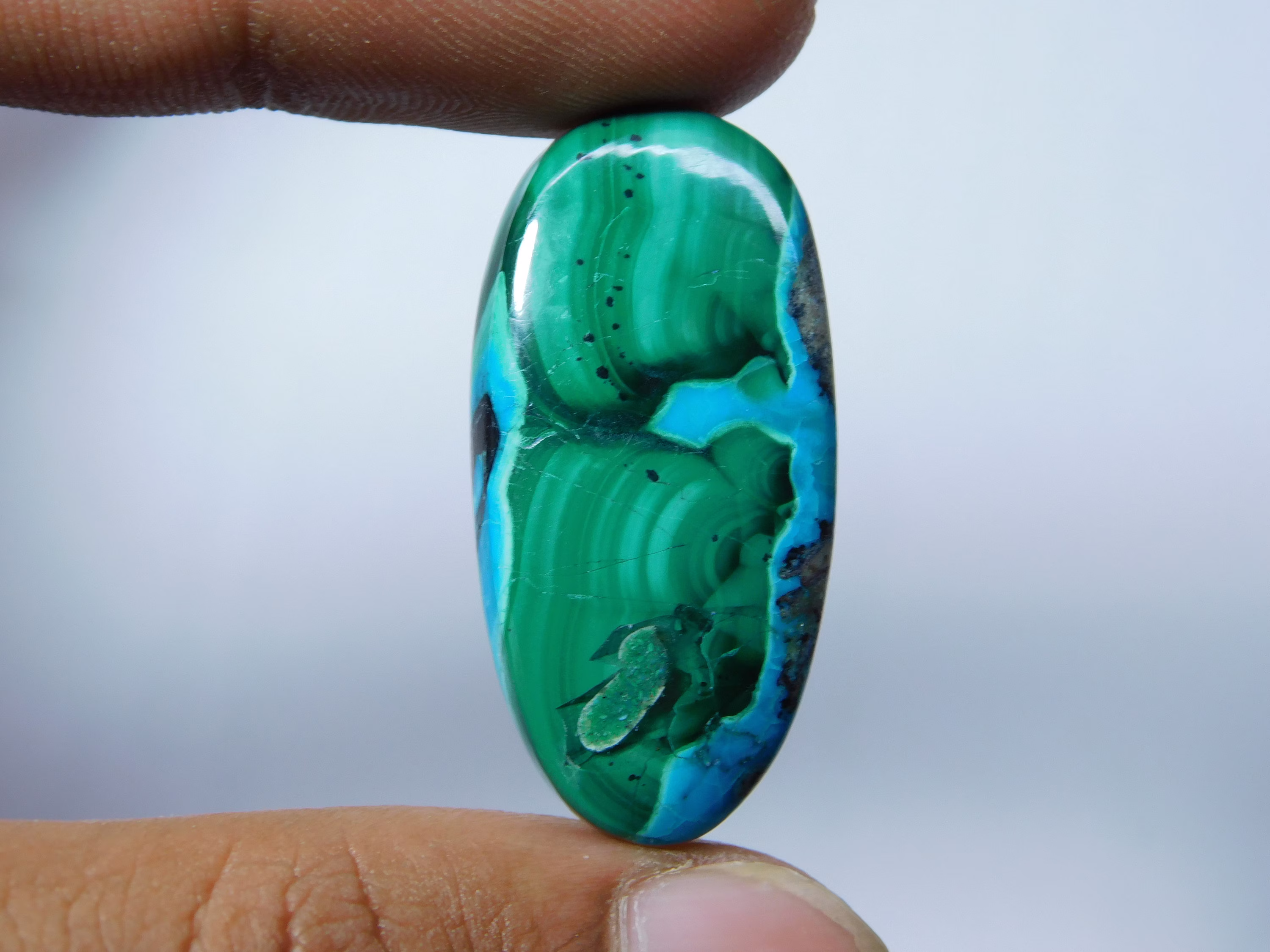 Rare Combination Of Chrysocolla Malachite Cabochon Top Quality Gemstone Hand Polish Loose Stone 49 Ct 35x17 Mm 10040