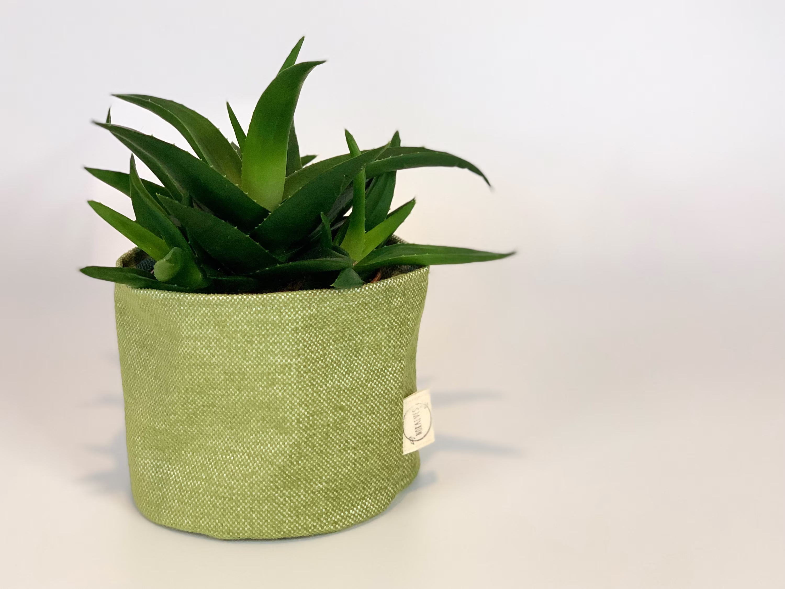 Eco Friendly Upcycled Green & Silver Fabric Pot Plant Cover/Festive Planter