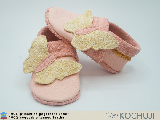 Organic Leather Slippers Butterfly/Personalizable Vegetable Tanned Various Colours Slip-Ons