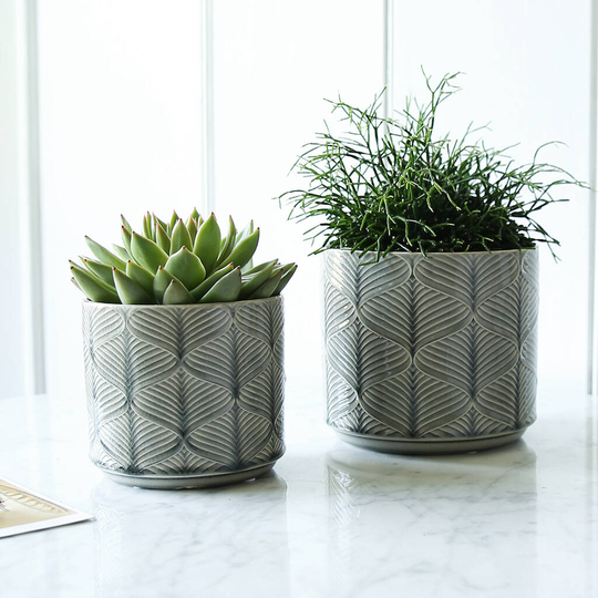 Grey Wave Glazed Plant Pot