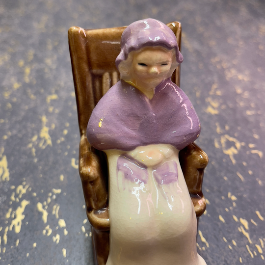 Antique Palmar Salt & Pepper Shakers Old Woman Rocking Chair Made in Japan 1940S