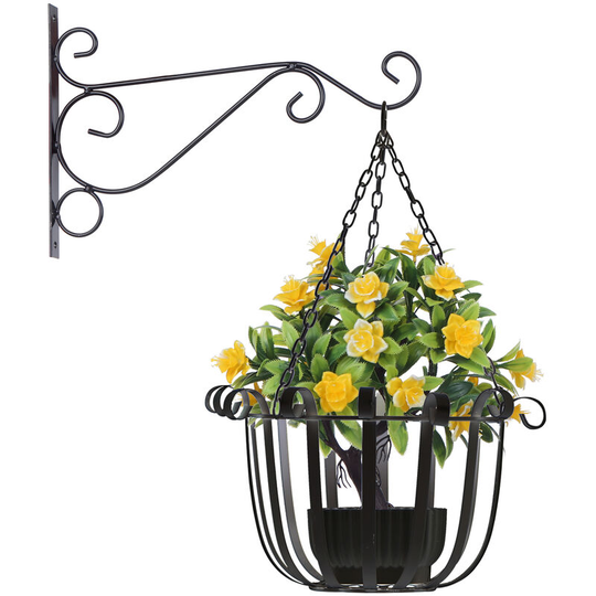 Lifcausal - Hanging Planter Basket Flower Pot Holder Round Iron Hanging Planter Pot Basket Floating Wall Hanging Planter Vase Container for