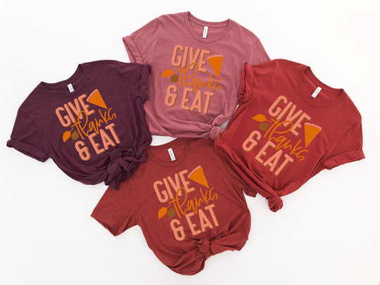Thankful T-Shirt - Thanksgiving Shirt Comfy Fall Tee Holiday Family Season T-Shirts Gift Pumpkin Pie