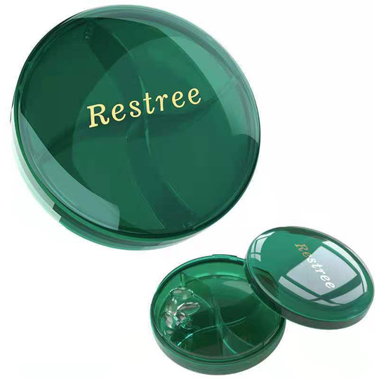 Pill Box, Portable Small Medicine Box, Mini Four-Compartment Medicine Box green - Muff
