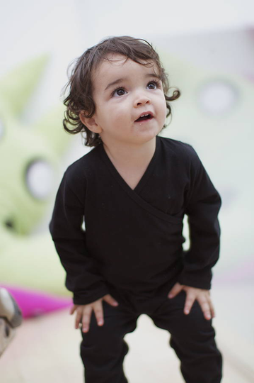 Black Organic Cotton Babygrow W Crossover Neck