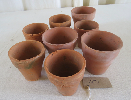 Vintage Terracotta Pots Square Edge/ 8 Garden Plant/Old English Flower Lot 6