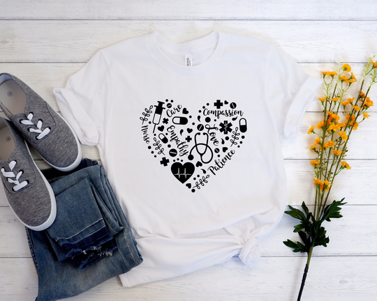 Nurse Heart Shirt, Medicine T-Shirt, Health Shirt, Happy Birthday Gift Tee