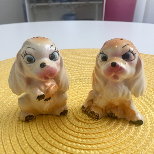 Vintage Anthropomorphic Cocker Spaniel Salt & Pepper Shakers Kitsch Retro Cute 1950S 1960S 1970S