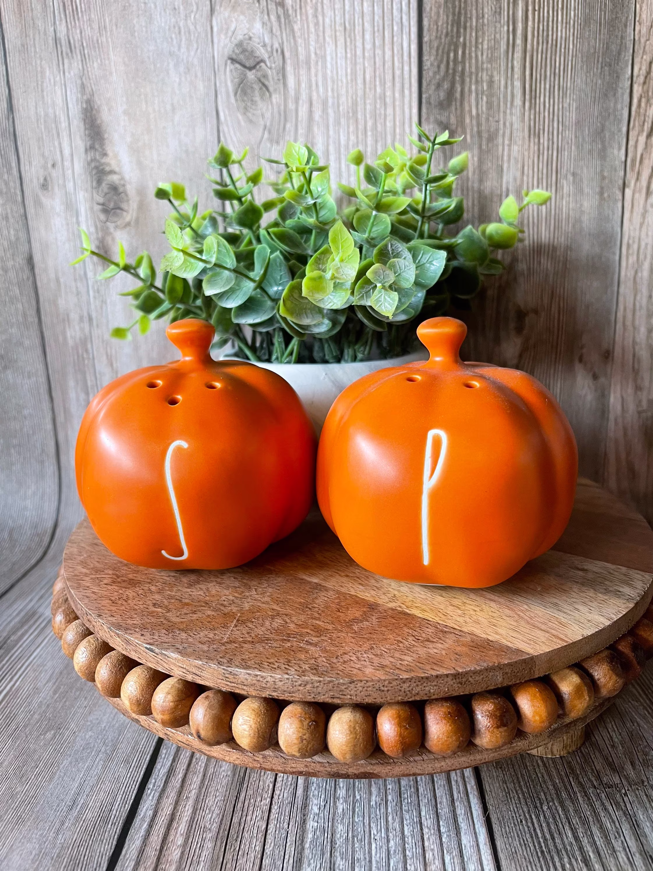 Farm House Salt & Pepper Shaker - Orange Pumpkin Fall Decor Farmhouse Style Table Condiments Ceramic