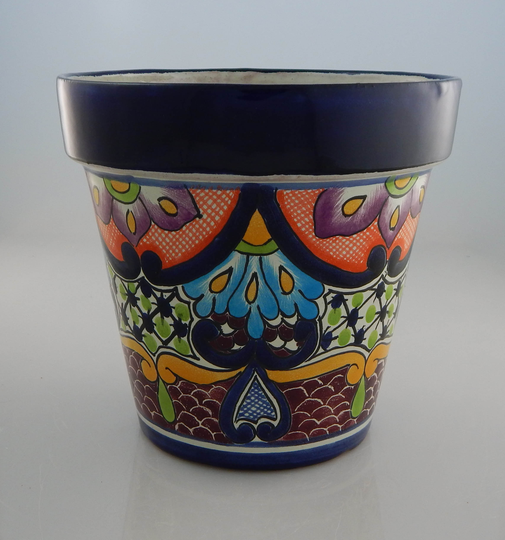 Mexican Ceramic Flower Pot Planter Folk Art Pottery Handmade Talavera # 18
