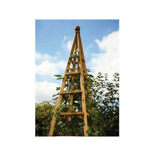 Tan Wooden Woodland Obelisk 1.9m Plant Support Pine Pergola - Smart Garden