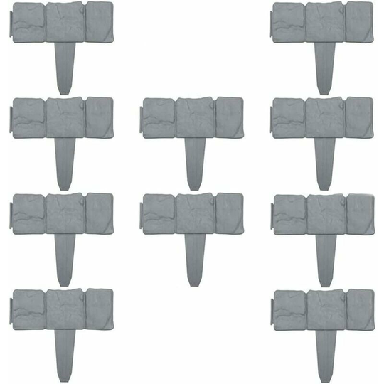 Stone Effect Garden Edging Fence Plant Edging Stones Plastic Garden Plant Flower Bed Edging Garden Border Landscaping Garden Border Color Gray 10 Pcs