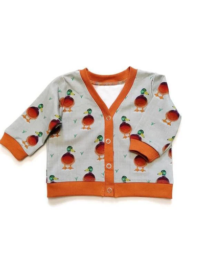 Organic Cotton Baby Cardigan, Choose Your Own Print, Unisex Clothes, Retro Tshirt, Sweatshirt, Jacket