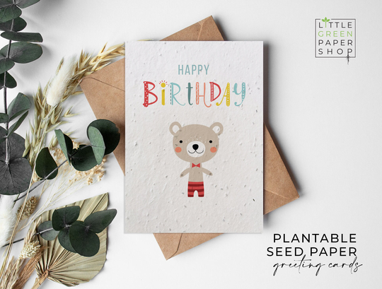 Plantable Flower Seed Paper Cards - Happy Birthday Birthday, Greeting, Gardening, Gift, Eco-Friendly, Biodegradable