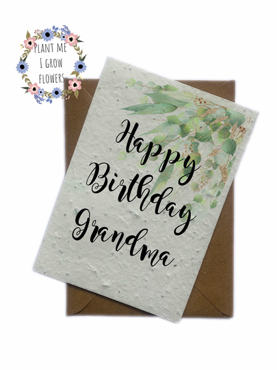 Seed Happy Birthday Grandma Card. Plantable. Grows Wildflowers. Eco Sustainable Gift