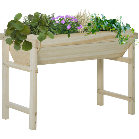 Outsunny - Raised Garden Bed Elevated Planter Box for Backyard Grow Vegetables - Natural Wood