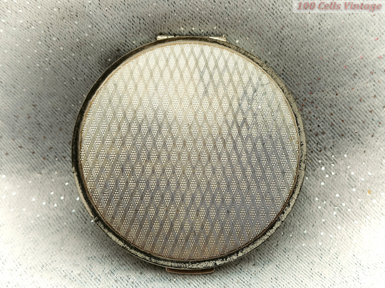 stratton-Silver Tone Art Deco-Vintage Ladies Powder Compact -8cm